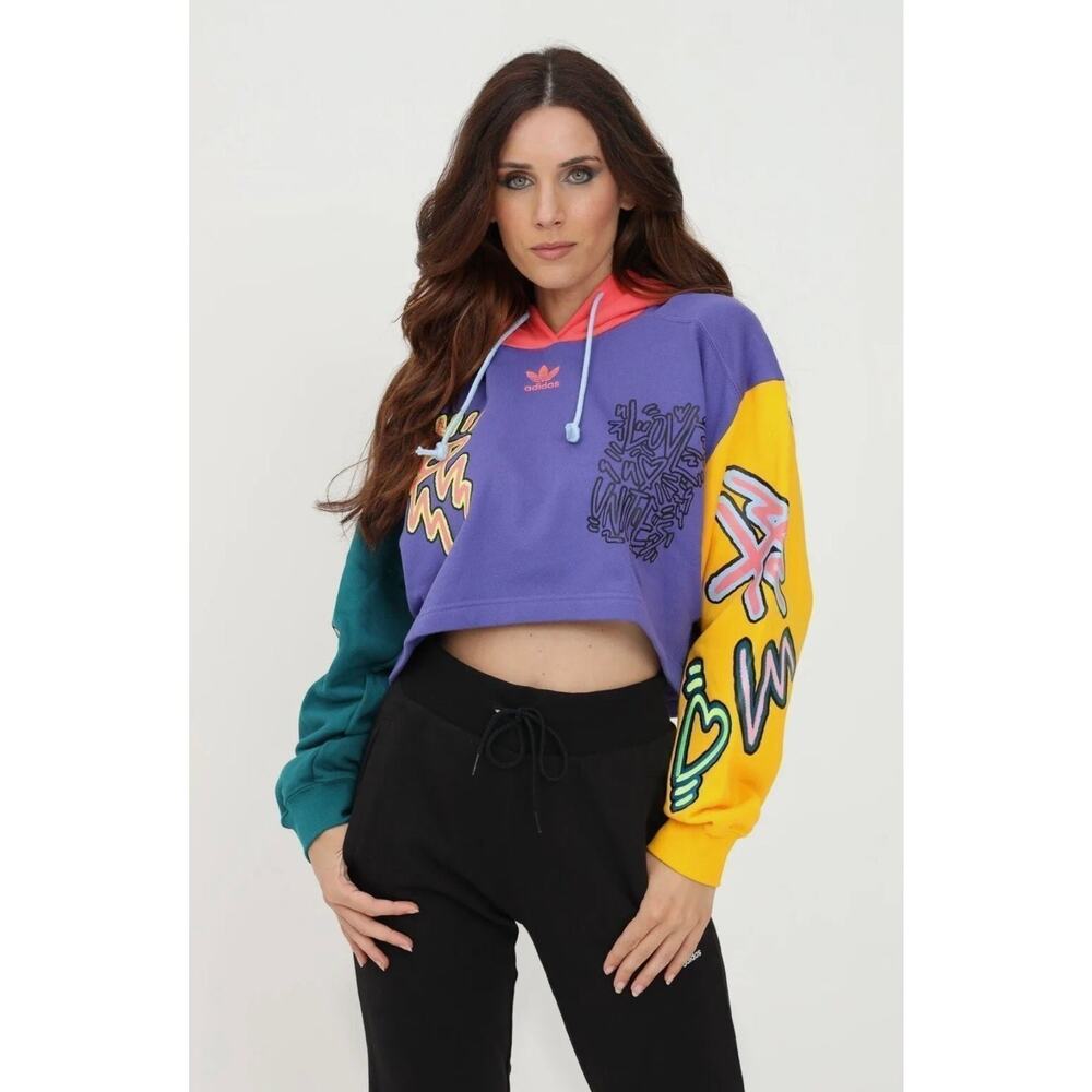 NWT❤️Adidas Women Crop Pullover Hoodie szM - Picture 7 of 11